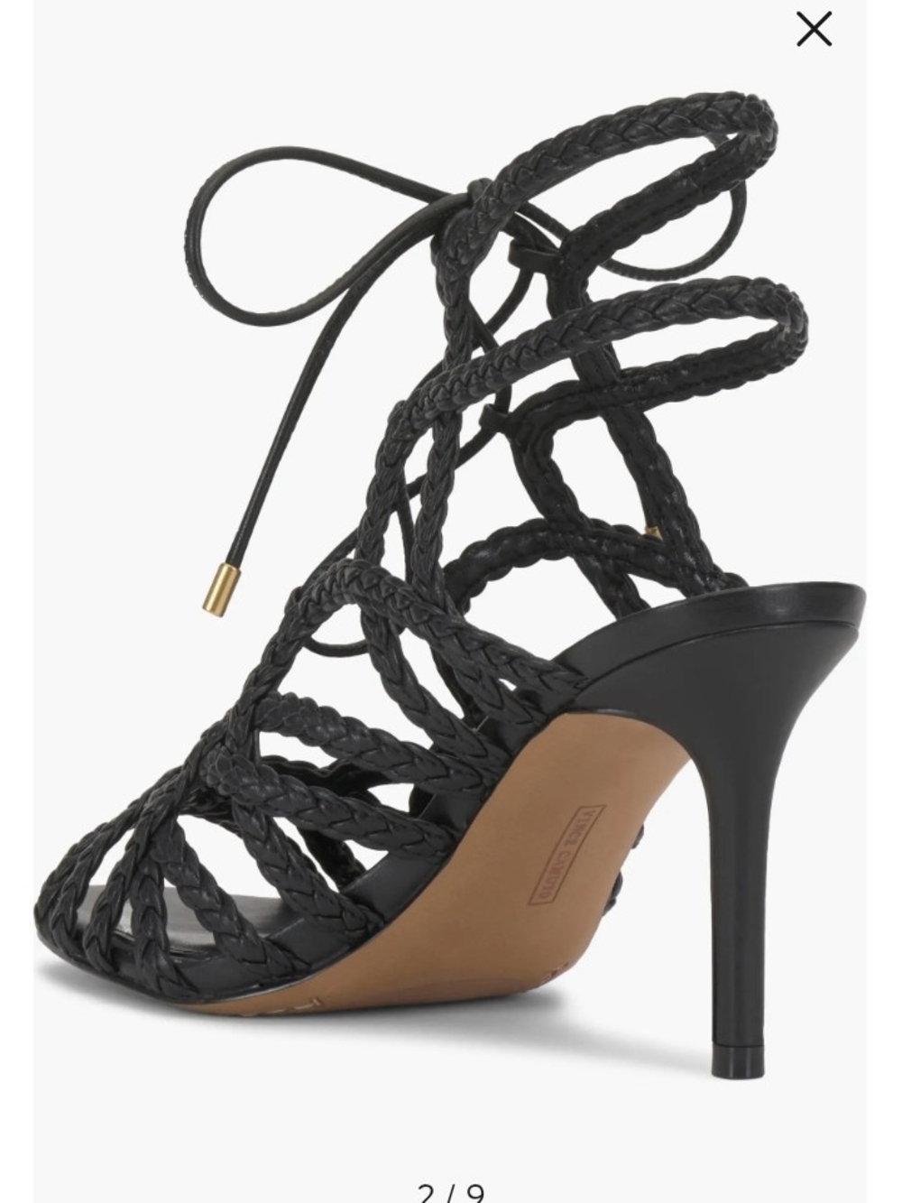 Vince Camuto Black Braided Lace-Up Heeled Sandal